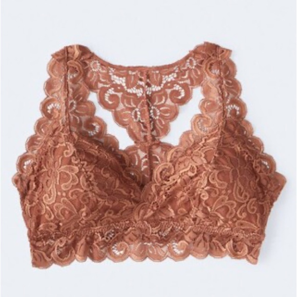 NWT Aerpostale Brown Lace Racerback padded bralette size XS